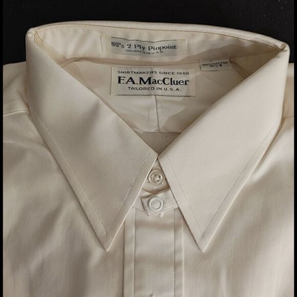 F A MacCLUER WHITE TAB COLLAR PINPOINT OXFORD DRES - Picture 3 of 4